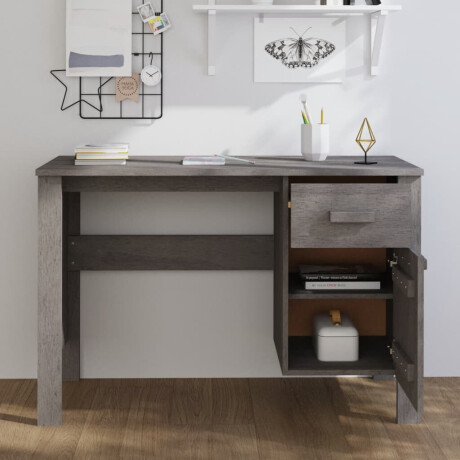 vidaXL Bureau HAMAR 113x50x75 cm massief grenenhout lichtgrijs afbeelding3 - 1