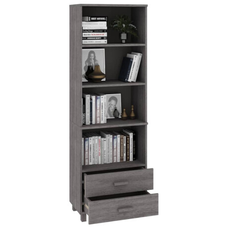 vidaXL Hoge kast HAMAR 60x35x180 cm massief grenenhout lichtgrijs afbeelding3 - 1
