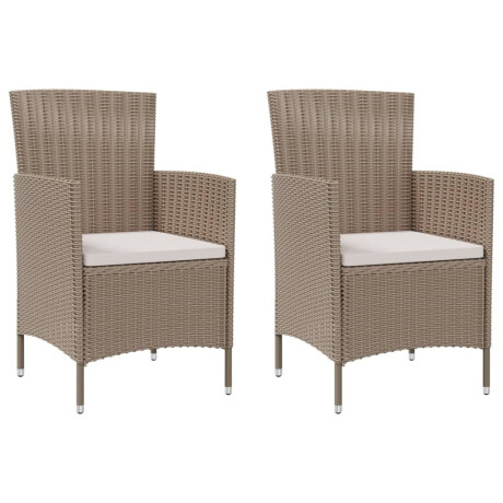 vidaXL 3-delige Tuinset met kussens poly rattan beige afbeelding3 - 1