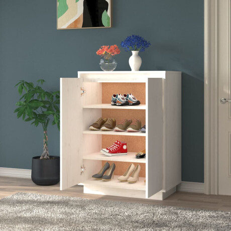 vidaXL Schoenenkast 60x35x80 cm massief grenenhout wit afbeelding3 - 1