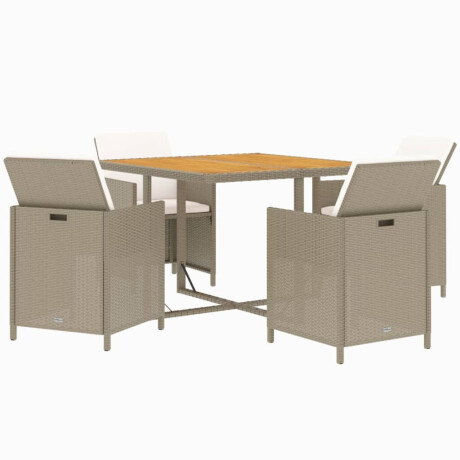 vidaXL 5-delige Tuinset met kussens poly rattan beige afbeelding3 - 1