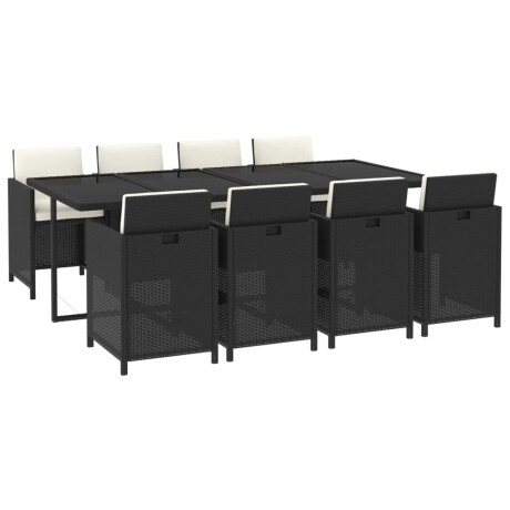 vidaXL 9-delige Tuinset met kussens poly rattan zwart afbeelding3 - 1