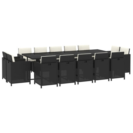 vidaXL 15-delige Tuinset met kussens poly rattan zwart afbeelding3 - 1