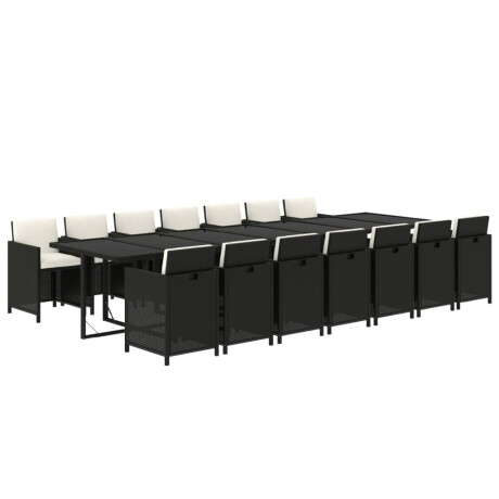 vidaXL 15-delige Tuinset met kussens poly rattan zwart afbeelding3 - 1