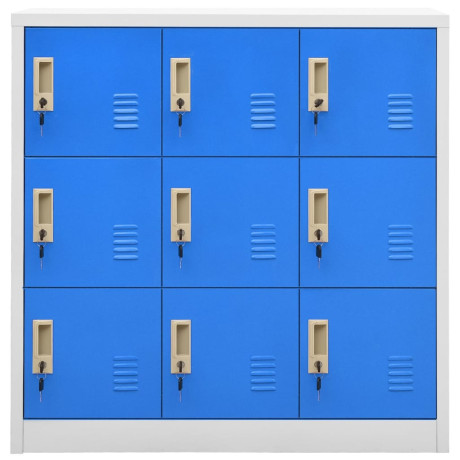 vidaXL Lockerkasten 2 st 90x45x92,5 cm staal lichtgrijs en blauw afbeelding3 - 1