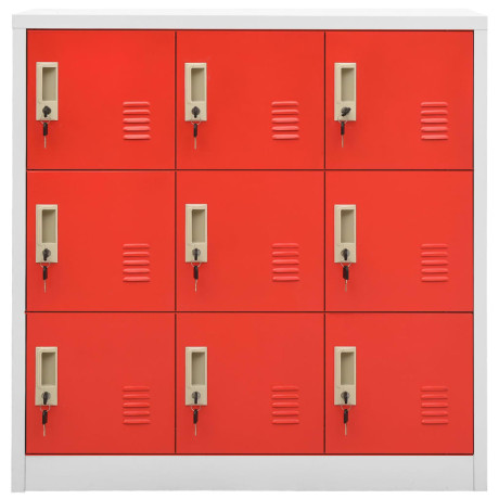 vidaXL Lockerkasten 5 st 90x45x92,5 cm staal lichtgrijs en rood afbeelding3 - 1