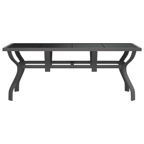 vidaXL Tuintafel 180x80x70 cm staal en glas grijs en zwart afbeelding3 - 1