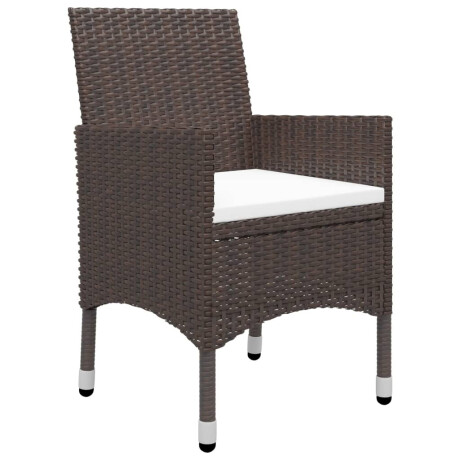 vidaXL 3-delige Tuinset poly rattan en gehard glas bruin afbeelding3 - 1