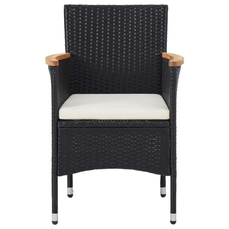 vidaXL 5-delige Tuinset poly rattan en massief hout zwart afbeelding3 - 1