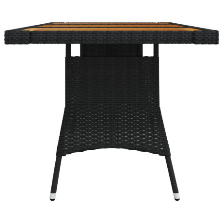 vidaXL Tuintafel 160x70x72 cm poly rattan en massief acaciahout zwart afbeelding3 - 1