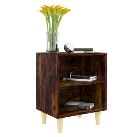 vidaXL Nachtkastje met houten poten 40x30x50 cm gerookt eikenkleurig afbeelding3 - 1