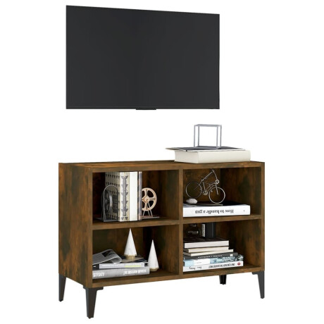 vidaXL Tv-meubel met metalen poten 69,5x30x50 cm gerookt eikenkleurig afbeelding3 - 1
