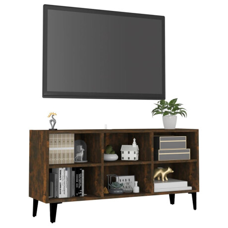 vidaXL Tv-meubel met metalen poten 103,5x30x50 cm gerookt eikenkleurig afbeelding3 - 1