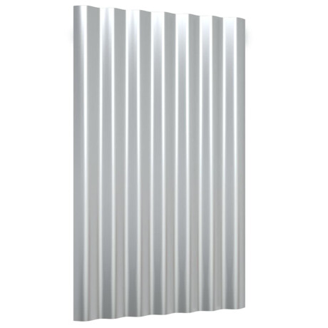 vidaXL Dakpanelen 12 st 60x36 cm gepoedercoat staal zilverkleurig afbeelding3 - 1