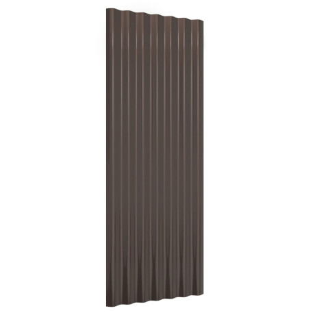 vidaXL Dakpanelen 12 st 100x36 cm gepoedercoat staal bruin afbeelding3 - 1