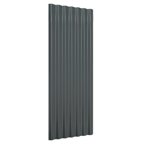 vidaXL Dakpanelen 12 st 100x36 cm gepoedercoat staal antracietkleurig afbeelding3 - 1