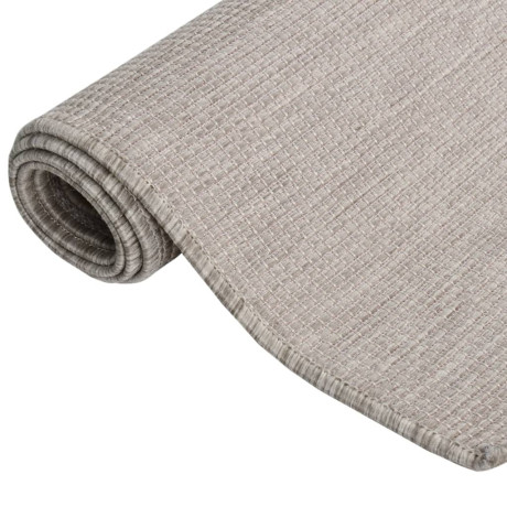 vidaXL Buitenkleed platgeweven 100x200 cm taupe afbeelding3 - 1