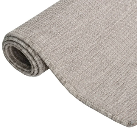 vidaXL Buitenkleed platgeweven 120x170 cm taupe afbeelding3 - 1