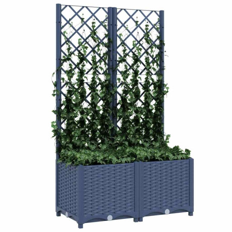 vidaXL Plantenbak met latwerk 80x40x136 cm polypropeen blauwgrijs afbeelding3 - 1