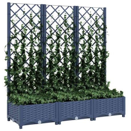 vidaXL Plantenbak met latwerk 120x40x121,5 cm polypropeen blauwgrijs afbeelding3 - 1