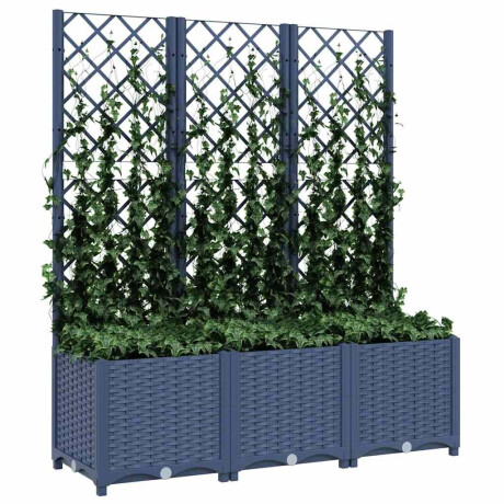 vidaXL Plantenbak met latwerk 120x40x136 cm polypropeen blauwgrijs afbeelding3 - 1