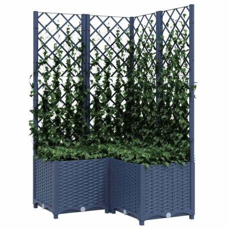 vidaXL Plantenbak met latwerk 80x80x136 cm polypropeen blauwgrijs afbeelding3 - 1