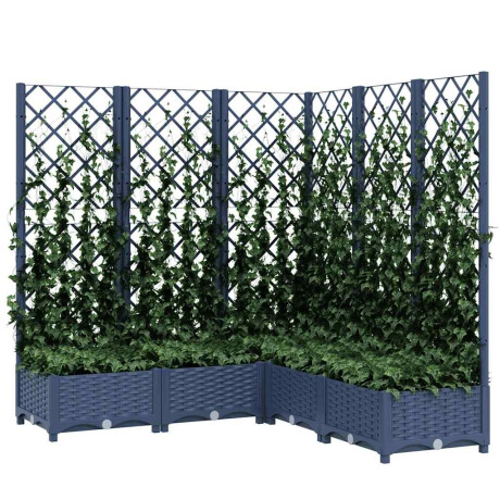 vidaXL Plantenbak met latwerk 120x120x121,5 cm polypropeen blauwgrijs afbeelding3 - 1