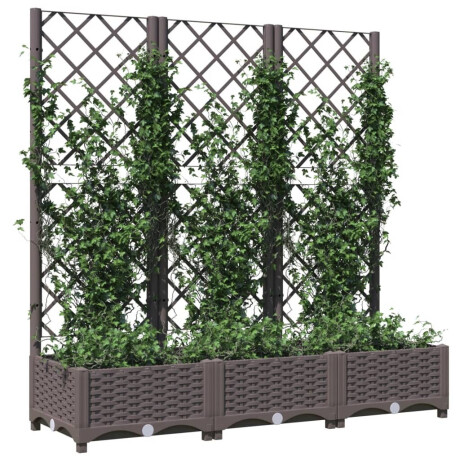 vidaXL Plantenbak met latwerk 120x40x121,5 cm polypropeen bruin afbeelding3 - 1