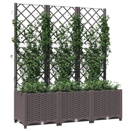vidaXL Plantenbak met latwerk 120x40x136 cm polypropeen bruin afbeelding3 - 1