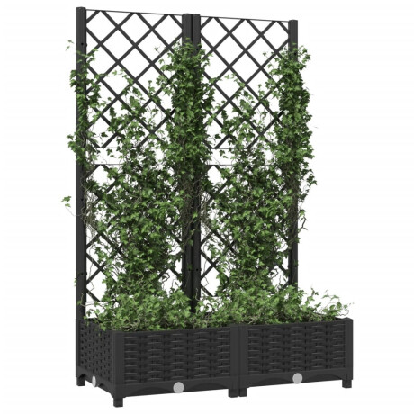 vidaXL Plantenbak met latwerk 80x40x121,5 cm polypropeen zwart afbeelding3 - 1