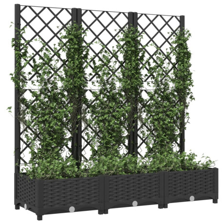 vidaXL Plantenbak met latwerk 120x40x121,5 cm polypropeen zwart afbeelding3 - 1