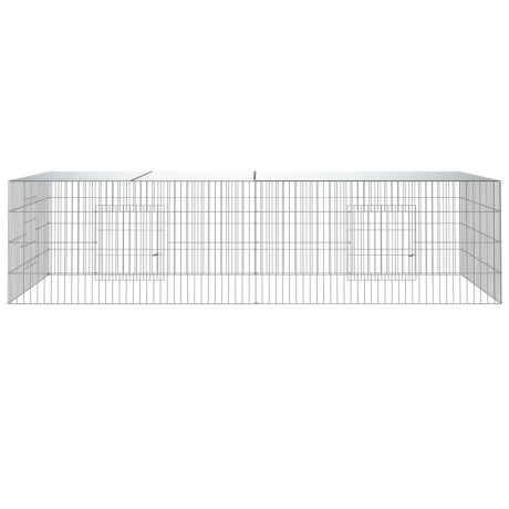 vidaXL Konijnenkooi met 2 panelen 220x110x55 cm gegalvaniseerd ijzer afbeelding3 - 1