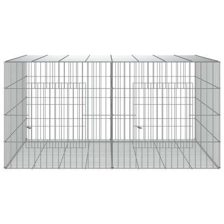 vidaXL Konijnenkooi met 2 panelen 110x79x54 cm gegalvaniseerd ijzer afbeelding3 - 1