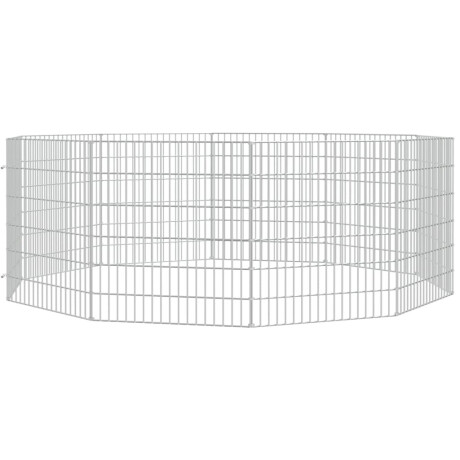 vidaXL Dierenverblijf 10 panelen 54x60 cm gegalvaniseerd ijzer afbeelding3 - 1