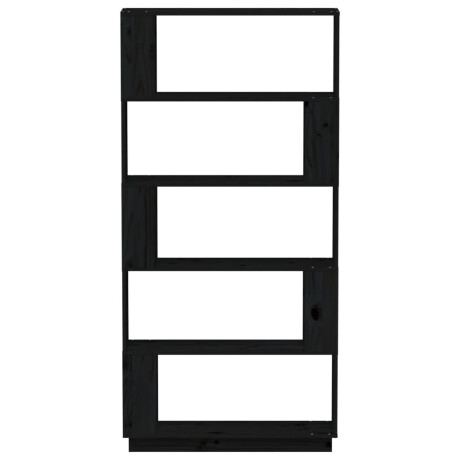 vidaXL Boekenkast/kamerscherm 80x25x163,5 cm massief grenenhout zwart afbeelding3 - 1