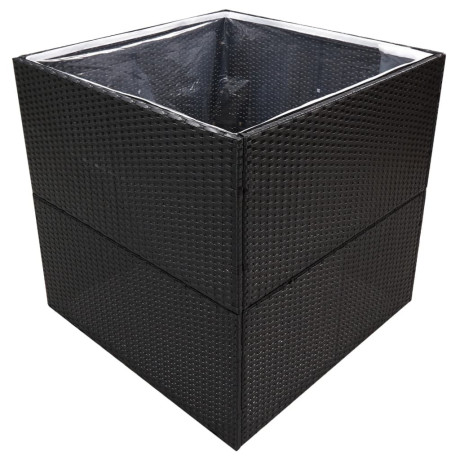 vidaXL Plantenbak 80x80x80 cm poly rattan zwart afbeelding3 - 1