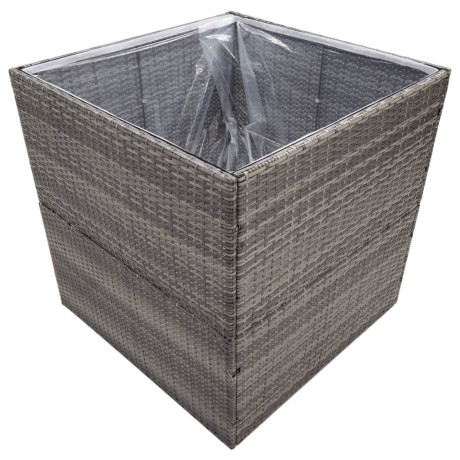 vidaXL Plantenbak 80x80x80 cm poly rattan grijs afbeelding3 - 1