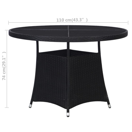 vidaXL Tuintafel Ø110x74 cm poly rattan zwart afbeelding3 - 1