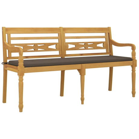vidaXL Bankje Batavia met taupe kussen 150 cm massief teakhout afbeelding3 - 1
