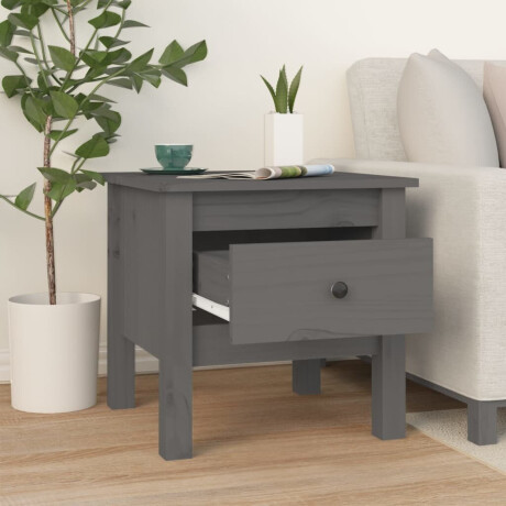 vidaXL Bijzettafel 40x40x39 cm massief grenenhout grijs afbeelding3 - 1