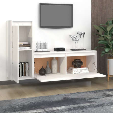 vidaXL Tv-meubelen 2 st massief grenenhout wit afbeelding3 - 1