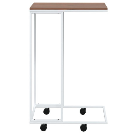 vidaXL Bijzettafel met wieltjes 40x30x63,5 bewerkt hout wit en bruin afbeelding3 - 1