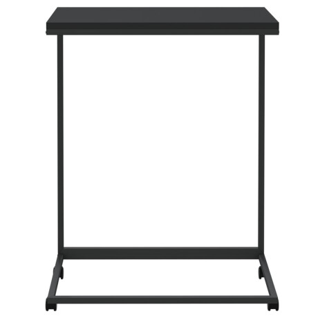 vidaXL Bijzettafel met wieltjes 55x35x70 cm bewerkt hout zwart afbeelding3 - 1