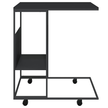 vidaXL Bijzettafel met wieltjes 55x36x63,5 cm bewerkt hout zwart afbeelding3 - 1