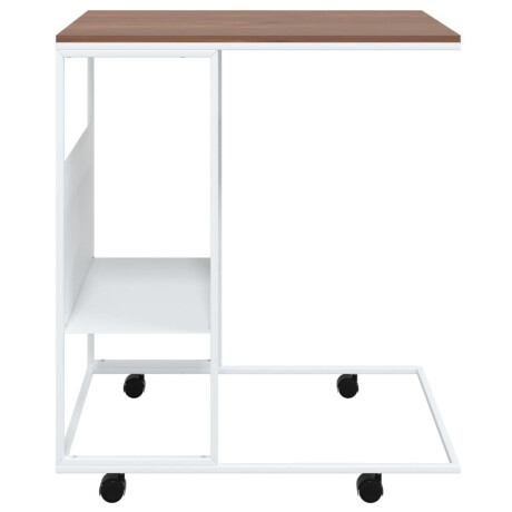vidaXL Bijzettafel met wieltjes 55x36x63,5 cm bewerkt hout wit afbeelding3 - 1