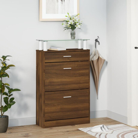 vidaXL Schoenenkast 63x24x104 cm bewerkt hout bruin eikenkleur afbeelding3 - 1