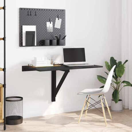 vidaXL Wandtafel inklapbaar 100x60x56 cm bewerkt hout zwart afbeelding3 - 1