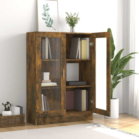 vidaXL Vitrinekast 82,5x30,5x115 cm bewerkt hout gerookt eikenkleurig afbeelding3 - 1