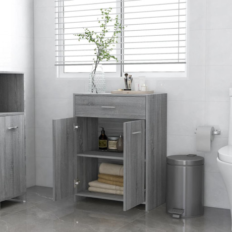 vidaXL Badkamerkast 60x33x80 cm bewerkt hout grijs sonoma eikenkleurig afbeelding3 - 1