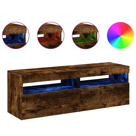 vidaXL Tv-meubels 2 st met LED-verlichting 60x35x40 cm gerookt eiken afbeelding3 - 1